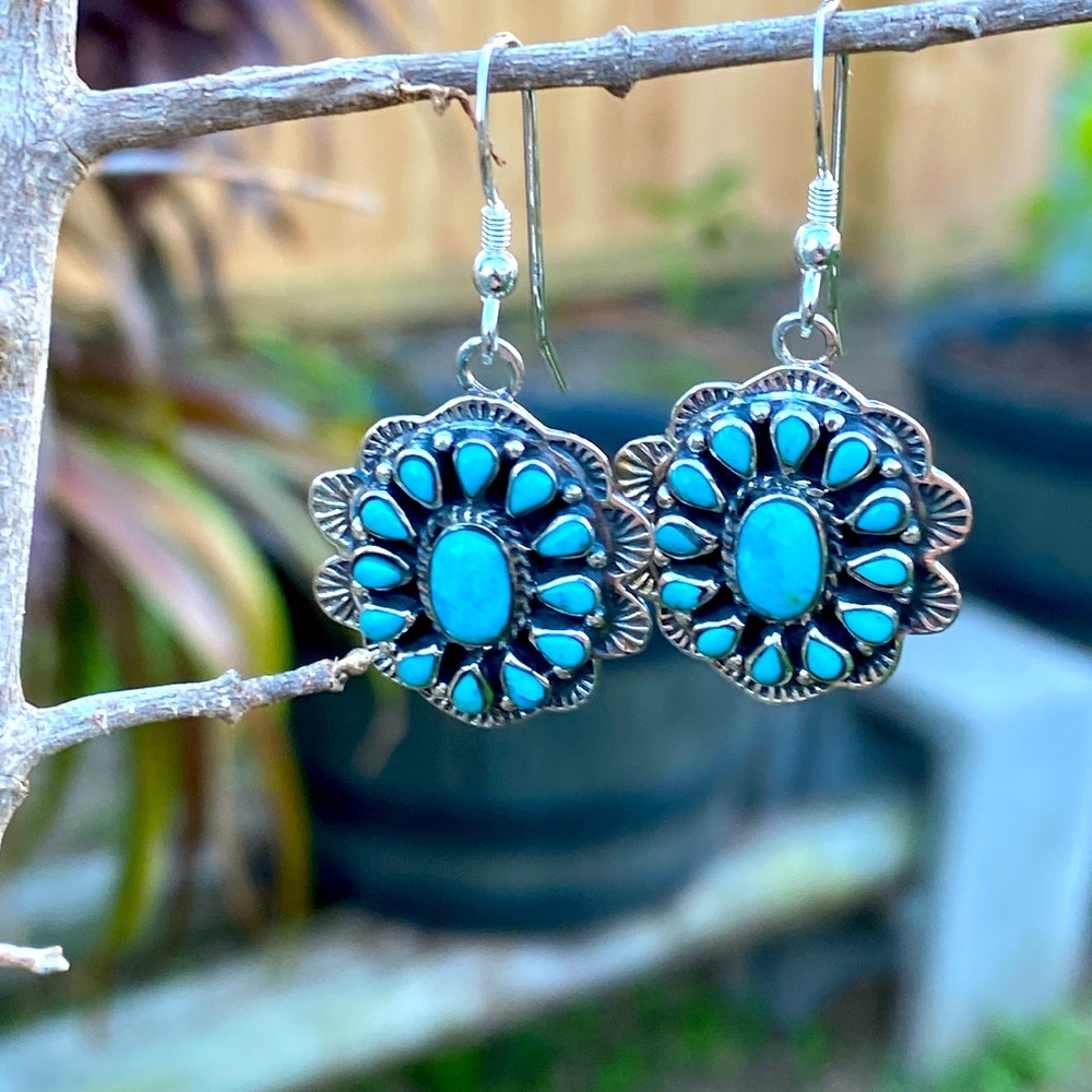 Turquoise Flower Burst Earrings